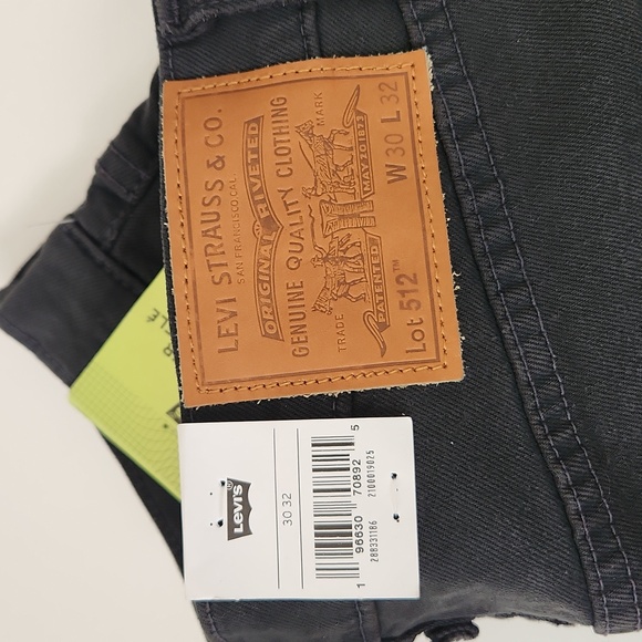 Levi's Premium 512 Slim Taper Fit Distressed Paint Raw Hem Black Jeans Sz 30x32 - Picture 4 of 10